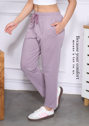 Mid Rise Easy Cotton Pants-Lavender