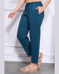 Mid Rise Easy Cotton Pants - Bottle Green