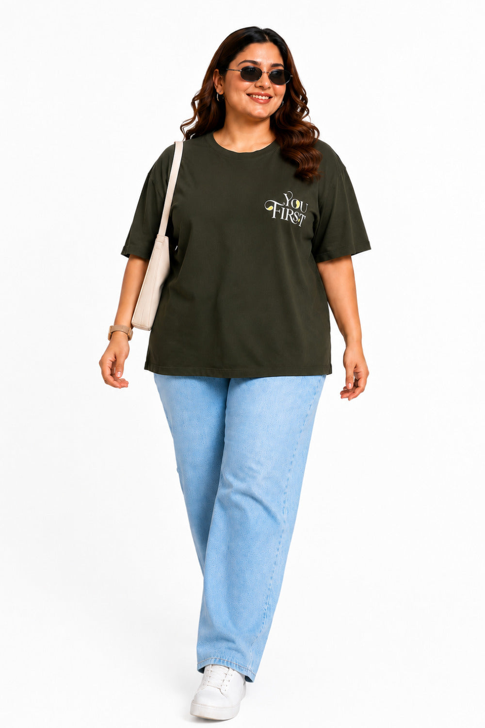 Cupid Woman Basic Printed Cotton Tees In Plus Sizes