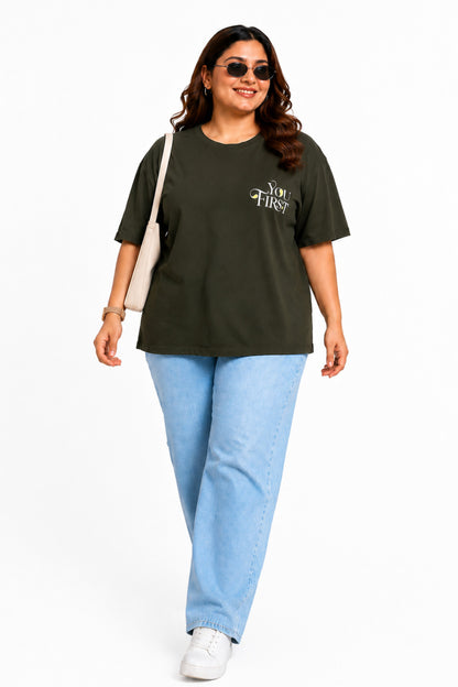 Cupid Woman Basic Printed Cotton Tees In Plus Sizes