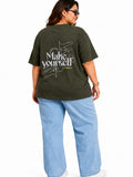Cupid Woman Basic Printed Cotton Tees In Plus Sizes