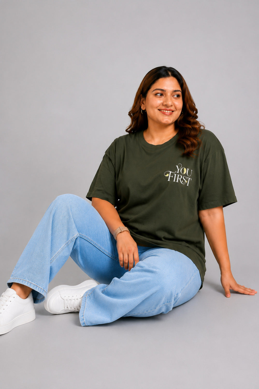 Cupid Woman Basic Printed Cotton Tees In Plus Sizes