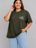 Cupid Woman Basic Printed Cotton Tees In Plus Sizes