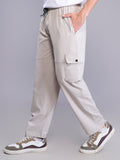 Jinxer Men Straight Fit Cargo Pants - Ice Grey