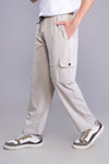 Jinxer Men Straight Fit Cargo Cotton Casual Pants - Ice Grey
