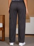 Women Smart Straight Fit Easy Wash Cargo Pants- Brown