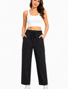 Women Smart Straight Fit Slay Cargo Pants-Black