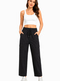 Women Smart Straight Fit Slay Cargo Pants-Black