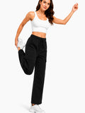 Women Smart Straight Fit Slay Cargo Pants-Black