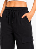 Women Smart Straight Fit Slay Cargo Pants-Black