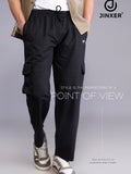 Comfortable straight fit black cargo trousers 