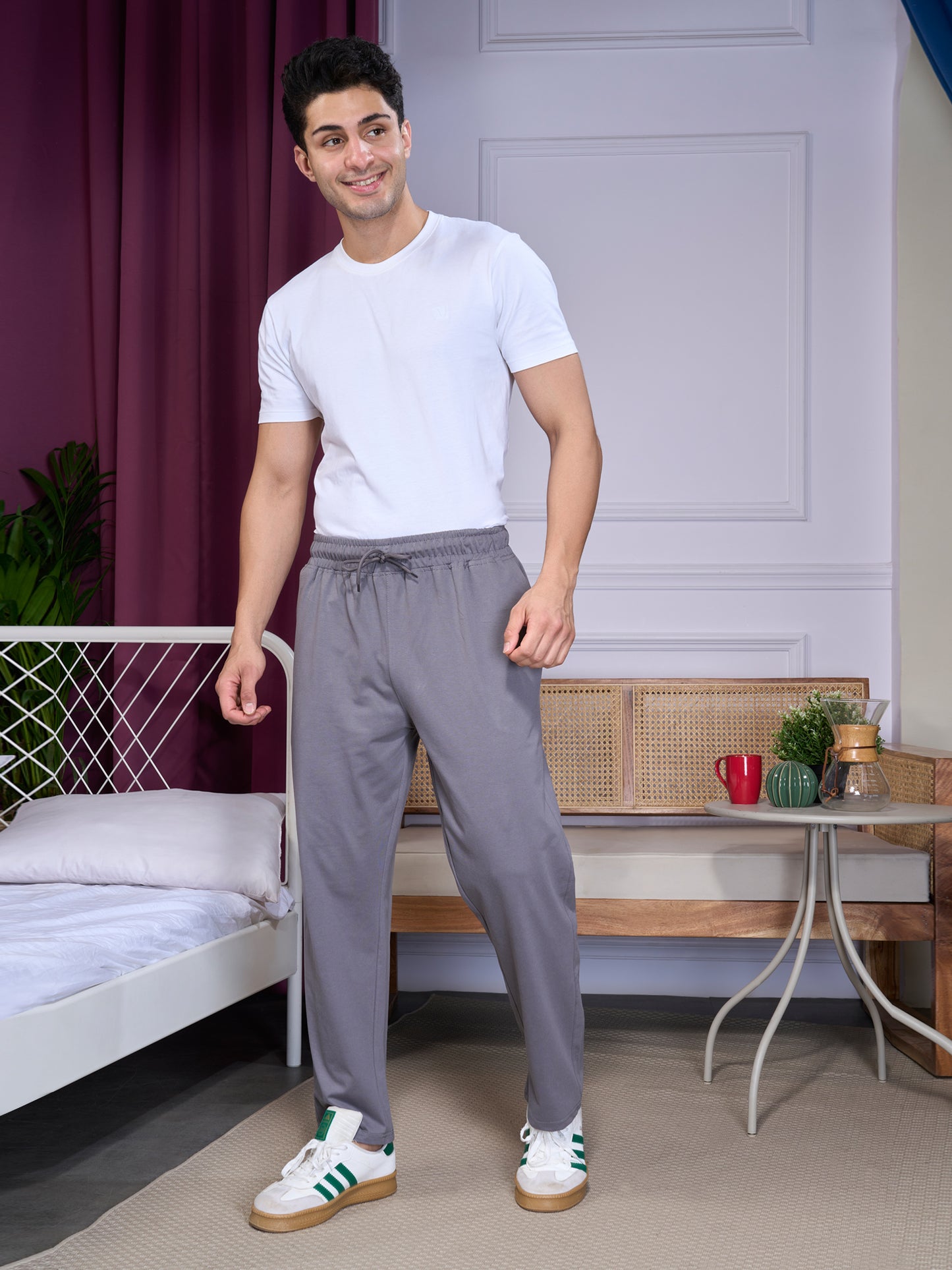Men Midrise Wide Leg Cotton Pajamas 
