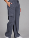 Women Smart Straight Fit Easy Wash Cargo Pants-Grey