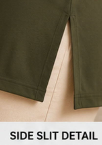 Woman Cotton Lycra V-Neck  Active Tees –Olive Green