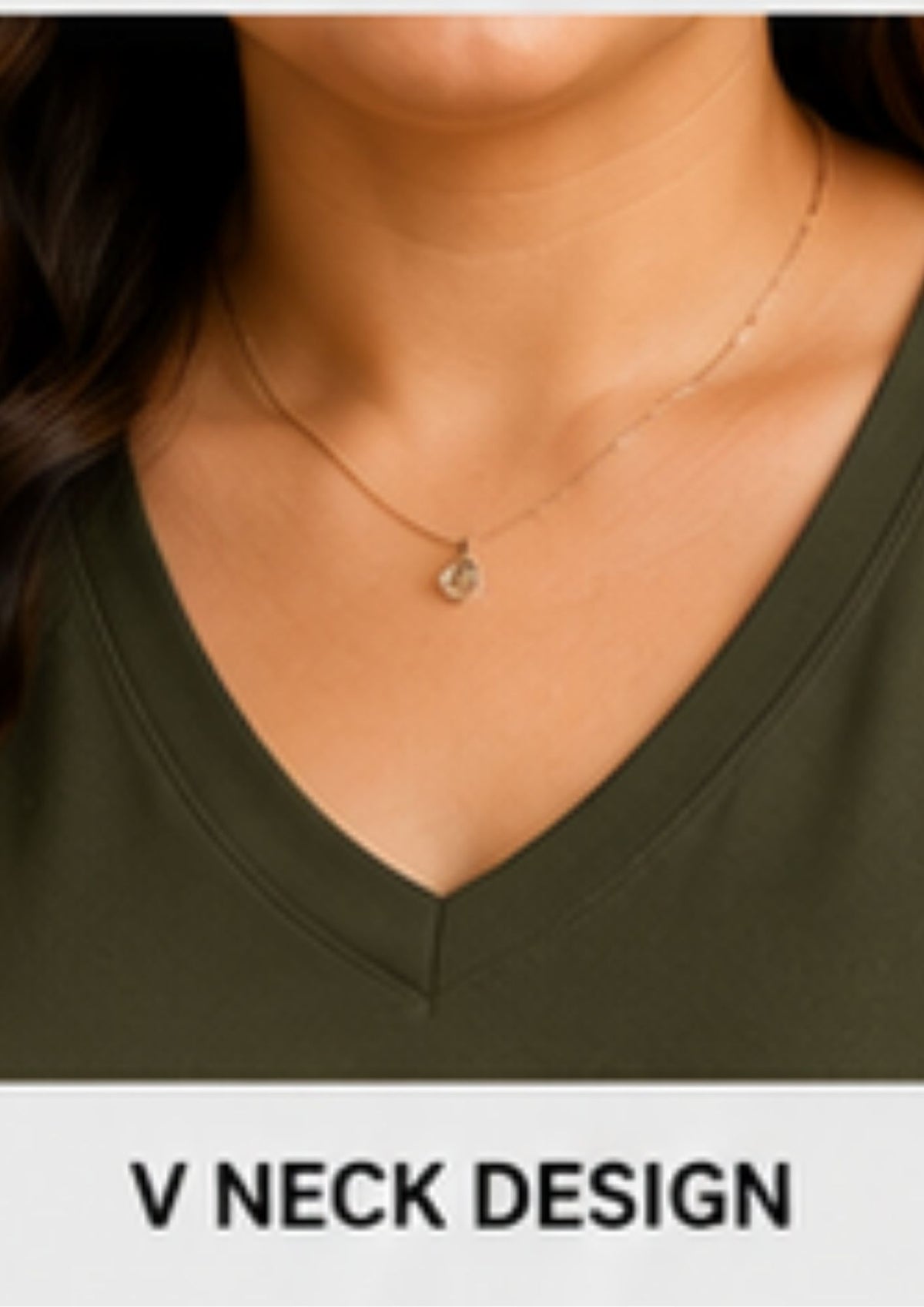 Woman Cotton Lycra V-Neck  Active Tees –Olive Green