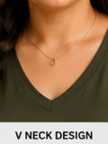 Woman Cotton Lycra V-Neck  Active Tees –Olive Green