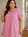 Woman Cotton Lycra V-Neck  Active Tees  – Pink Allure