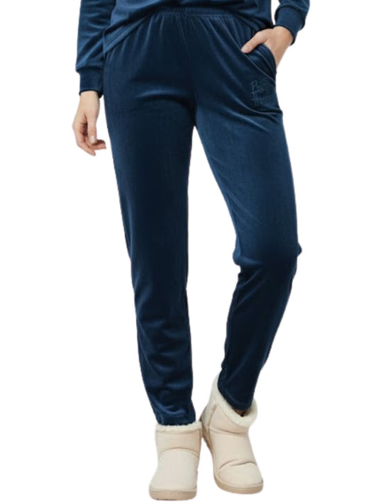 Winter Cotton Velour Pyjamas Pants For Woman -Peacock Blue