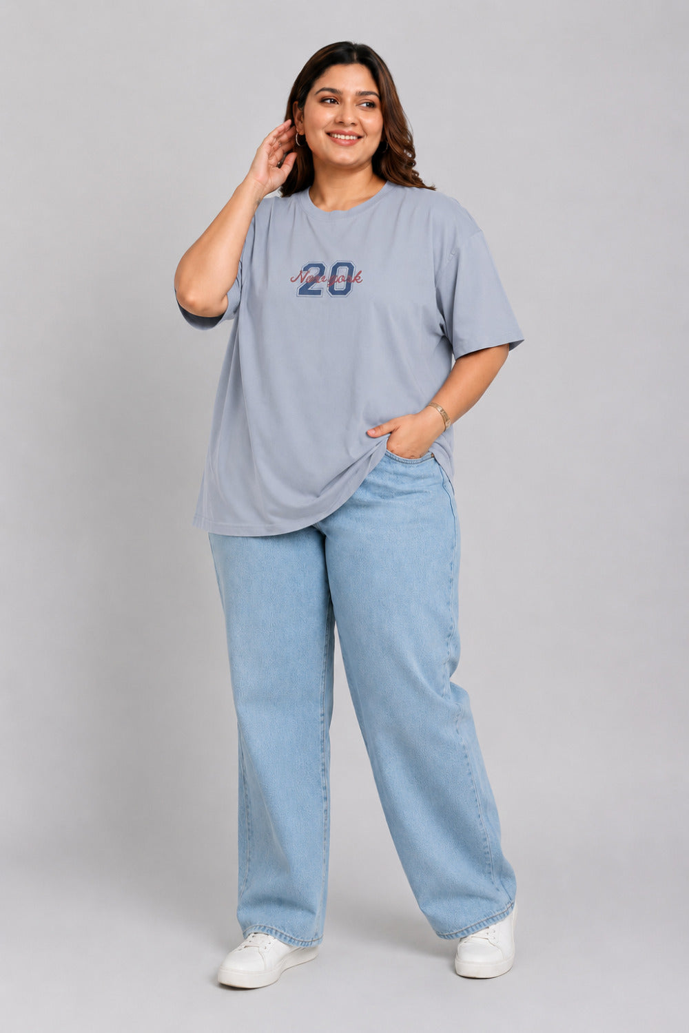 Cupid Woman Basic Printed Cotton Tees In Plus Sizes