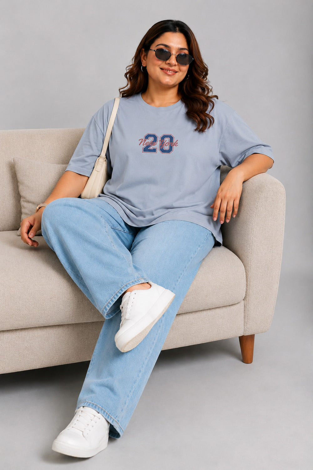 Cupid Woman Basic Printed Cotton Tees In Plus Sizes