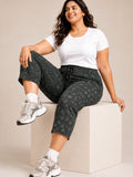 Plus Size Capri For Women - 3/4 Printed Capri (3X-5XL) Olive