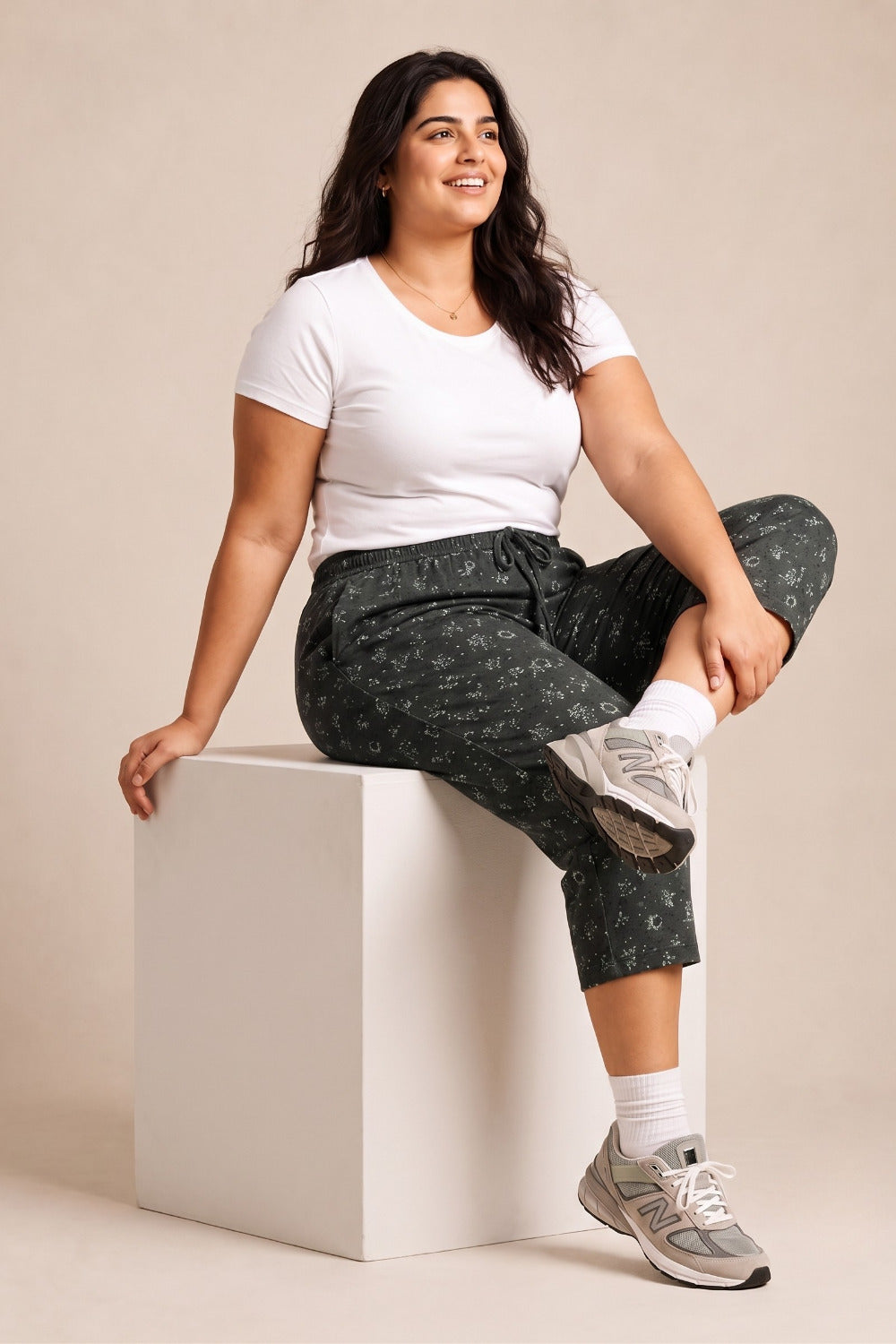 Plus Size Capri For Women - 3/4 Printed Capri (3X-7XL) Olive