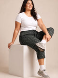 Plus Size Capri For Women - 3/4 Printed Capri (3X-5XL) Olive