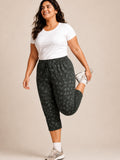 Plus Size Capri For Women - 3/4 Printed Capri (3X-5XL) Olive
