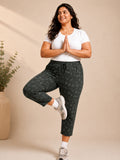 Plus Size Capri For Women - 3/4 Printed Capri (3X-5XL) Olive