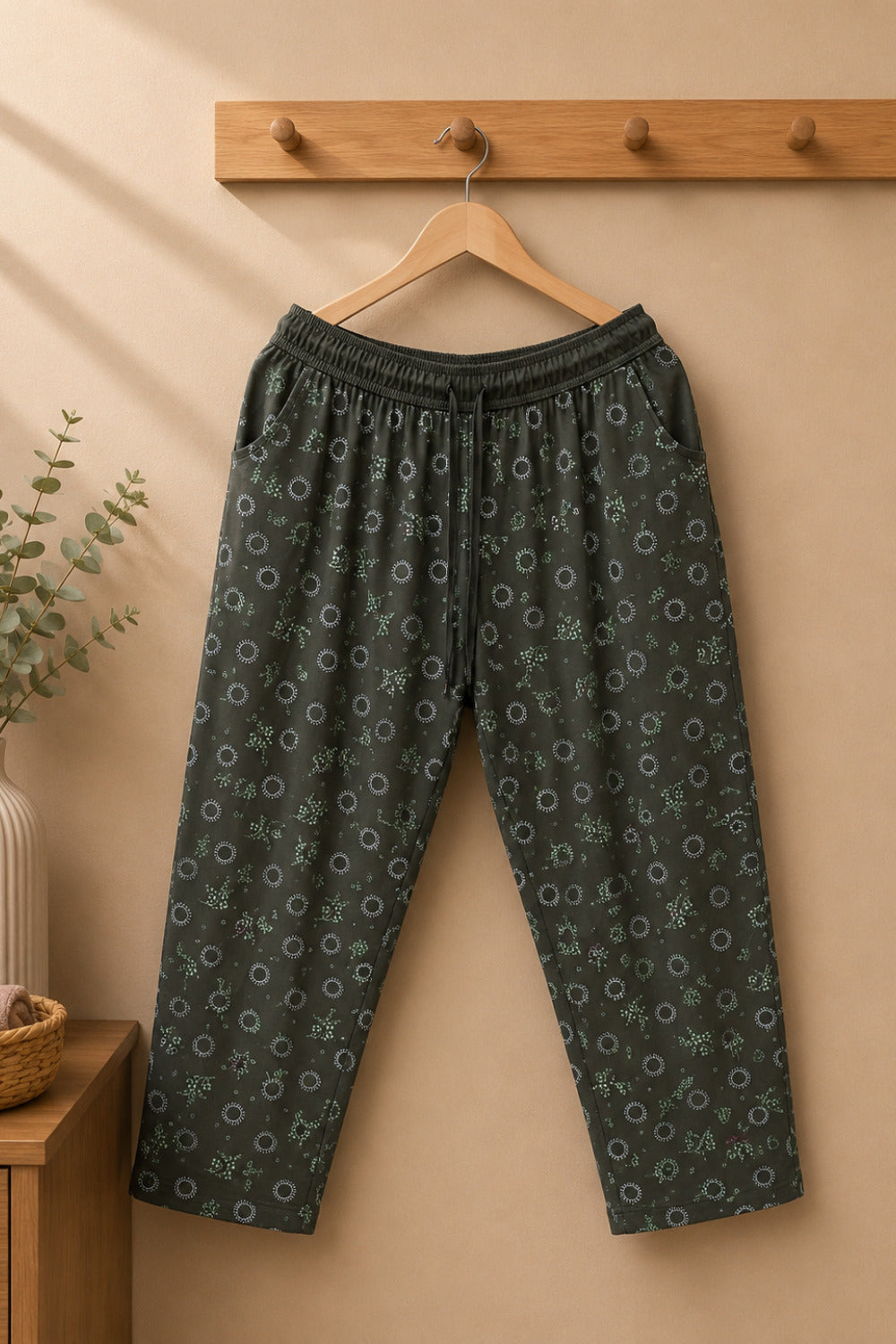 Plus Size Capri For Women - 3/4 Printed Capri (3X-7XL) Olive