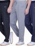 Jinxer Men’s Striped Straight-Fit Cotton Combo of Three Trackpant-