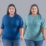 Plus Size Cotton Street Style T-shirts For Summer -(Combo of two)Sage/Prime