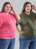 Plus size women’s cotton T-shirt set 