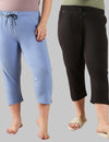 Cotton Capris For Women - Half Pants Pack of 2 (Sky Blue & Black)