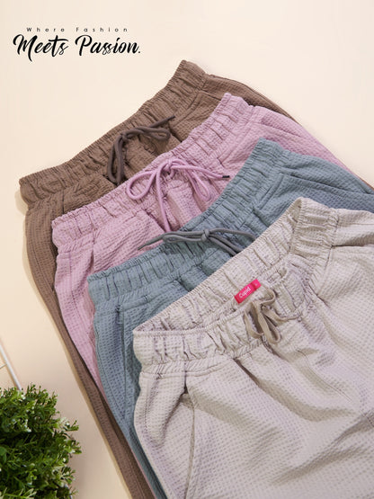 Women's High Rise Waffle Knit Track Pants-Mocha