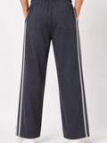 Jinxer Men Side Striped wide leg Fit Trackpants Dark Charcoal Grey