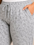 Plus Size Capri For Women - 3/4 Printed Capri (3X-5XL) Pearl Grey