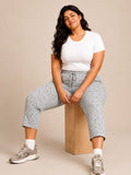 Plus Size Capri For Women - 3/4 Printed Capri (3X-5XL) Pearl Grey
