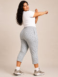 Plus Size Capri For Women - 3/4 Printed Capri (3X-5XL) Pearl Grey