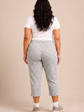 Plus Size Capri For Women - 3/4 Printed Capri (3X-5XL) Pearl Grey