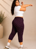 Plus Size Capri For Women - 3/4 Printed Capri (3X-7XL) Wine
