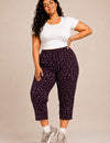 Plus Size Capri For Women - 3/4 Printed Capri (3X-7XL) Wine