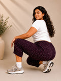 Plus Size Capri For Women - 3/4 Printed Capri (3X-7XL) Wine