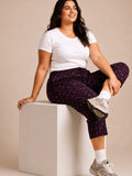 Plus Size Capri For Women - 3/4 Printed Capri (3X-7XL) Wine