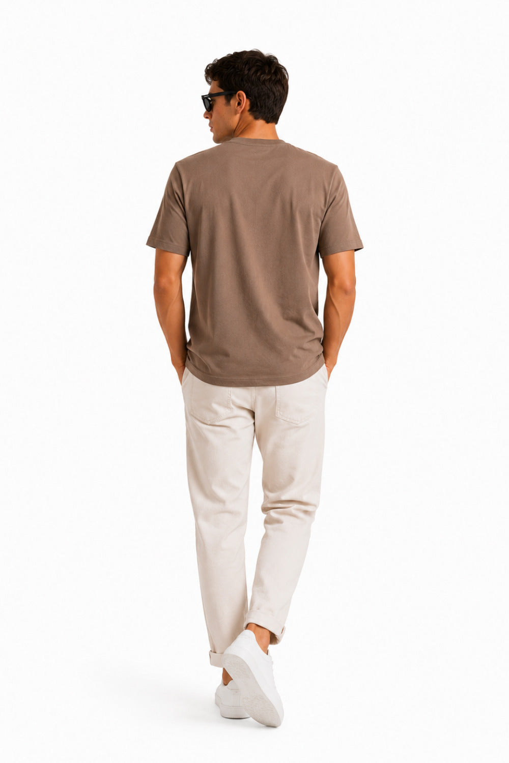Derby Men's Round Neck Casual T-shirts-Mocha Brown