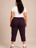 Plus Size Capri For Women - 3/4 Printed Capri (3X-7XL) Wine