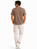 Derby Men's Round Neck Casual T-shirts-Mocha Brown