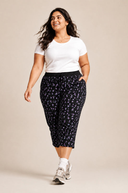 Plus Size Capri For Women - 3/4 Printed Pyjama (3X-7XL)
