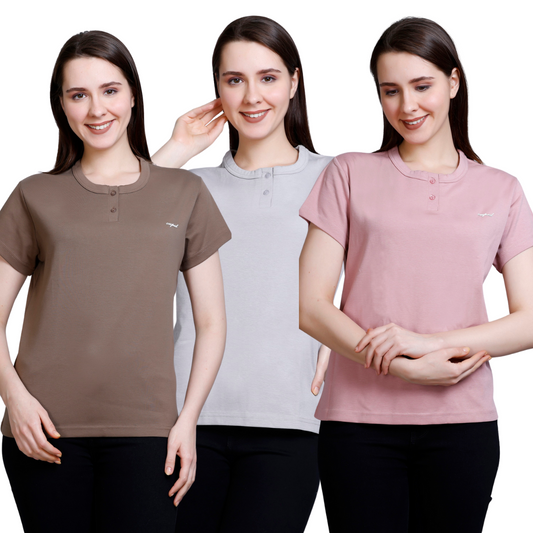 Cool & Casual Basic T-Shirts For Women ( Combo of Three )