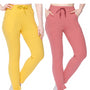 Stretchable Cord Knit Lower For Women Combo - Rosy Pink /Mango